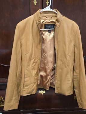 Wilsons Leather Women's Tan Zip-Front Leather Jacket